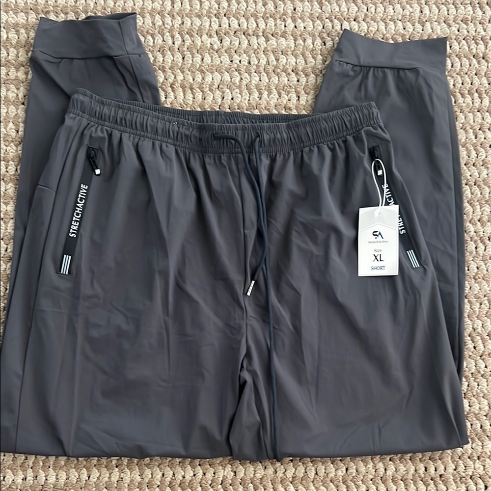 Stretch Active Gray Track Pants Size XL Short New
